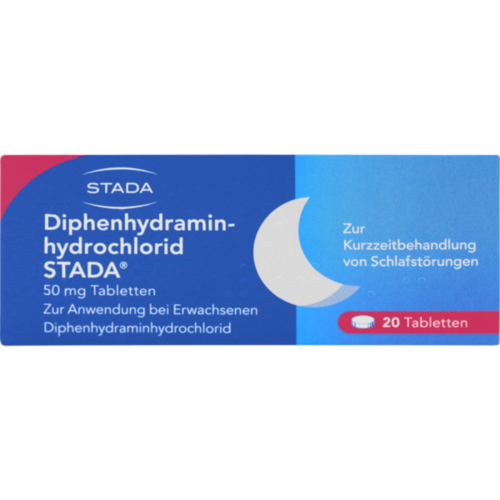 Verpackungsbild(Packshot) von DIPHENHYDRAMINHYDROCHLORID STADA 50 mg Tabletten