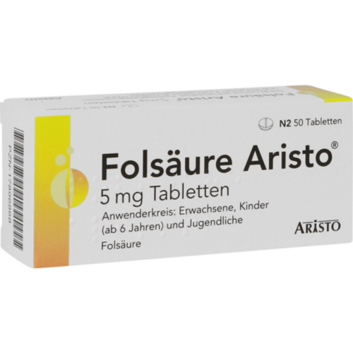 Verpackungsbild(Packshot) von FOLSÄURE ARISTO 5 mg Tabletten