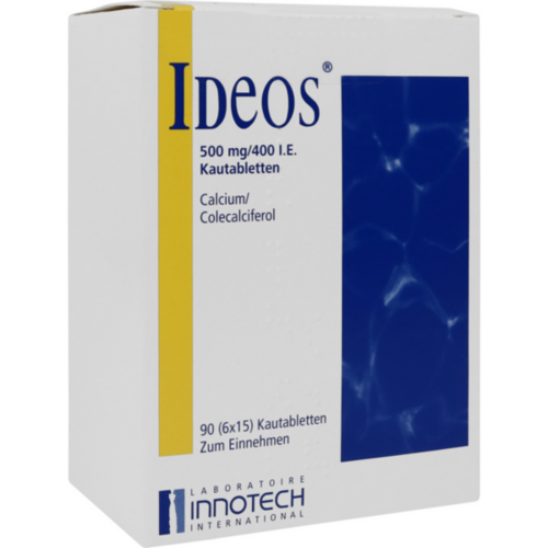 Verpackungsbild(Packshot) von IDEOS 500 mg/400 I.E. Kautabletten