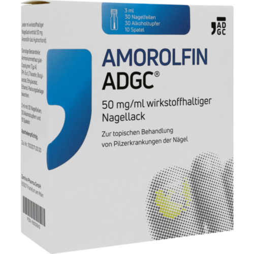 Verpackungsbild(Packshot) von AMOROLFIN ADGC 50 mg/ml wirkstoffhalt.Nagellack