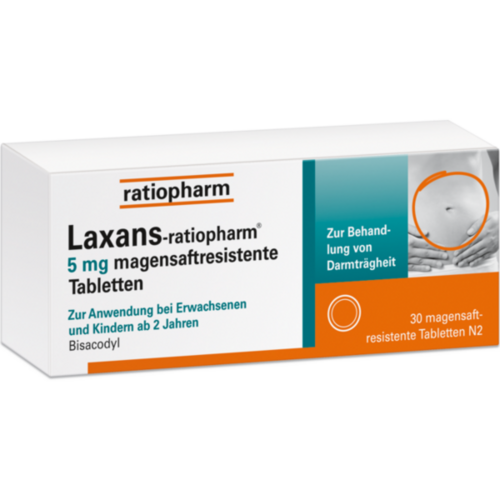 Verpackungsbild(Packshot) von LAXANS-ratiopharm 5 mg magensaftres.Tabletten
