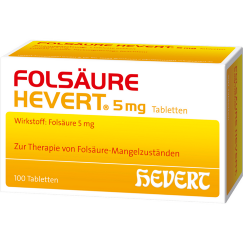 Verpackungsbild(Packshot) von FOLSÄURE HEVERT 5 mg Tabletten
