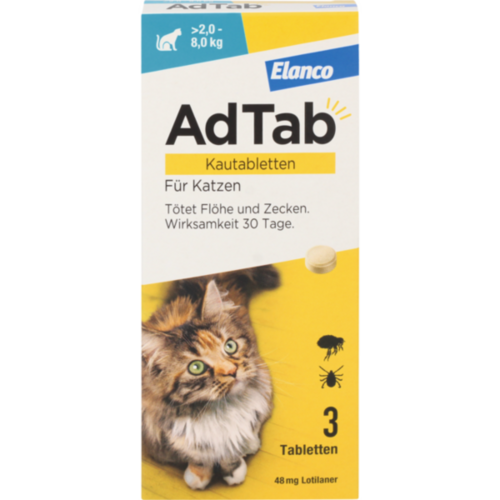 Verpackungsbild(Packshot) von ADTAB 48 mg Kautabletten für Katzen >2-8 kg