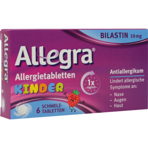 Verpackungsbild(Packshot) von ALLEGRA Allergietabletten Kinder 10 mg Schmelztab.