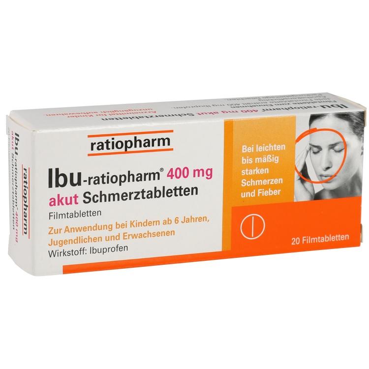 IBU-RATIOPHARM 400 mg akut Schmerztbl.Filmtabl. 20 St