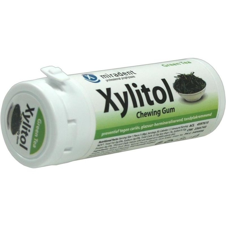 MIRADENT Xylitol Chewing Gum grüner Tee 30 St