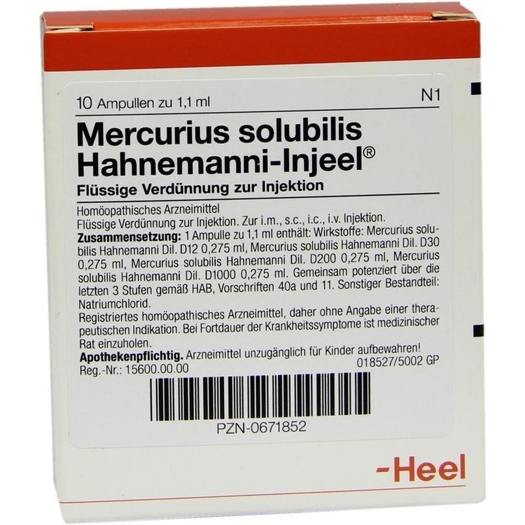 MERCURIUS SOLUBILIS INJEEL Hahnemanni Ampullen 10 St