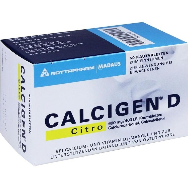 CALCIGEN D Citro 600 mg/400 I.E. Kautabletten 50 St