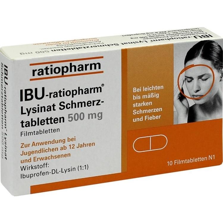 IBU-RATIOPHARM Lysinat Schmerztabl.500 mg 10 St