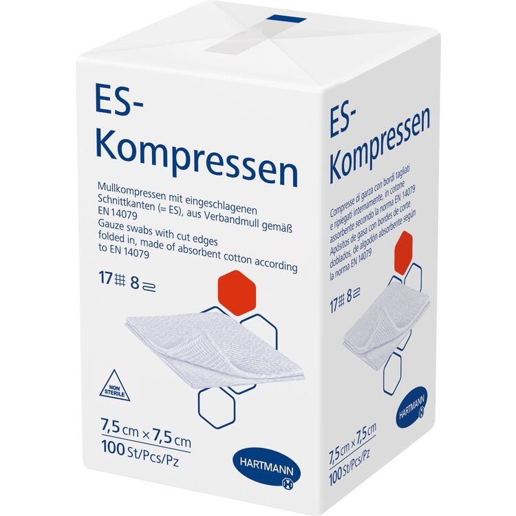 ES-KOMPRESSEN unsteril 7,5x7,5 cm 8fach 100 St