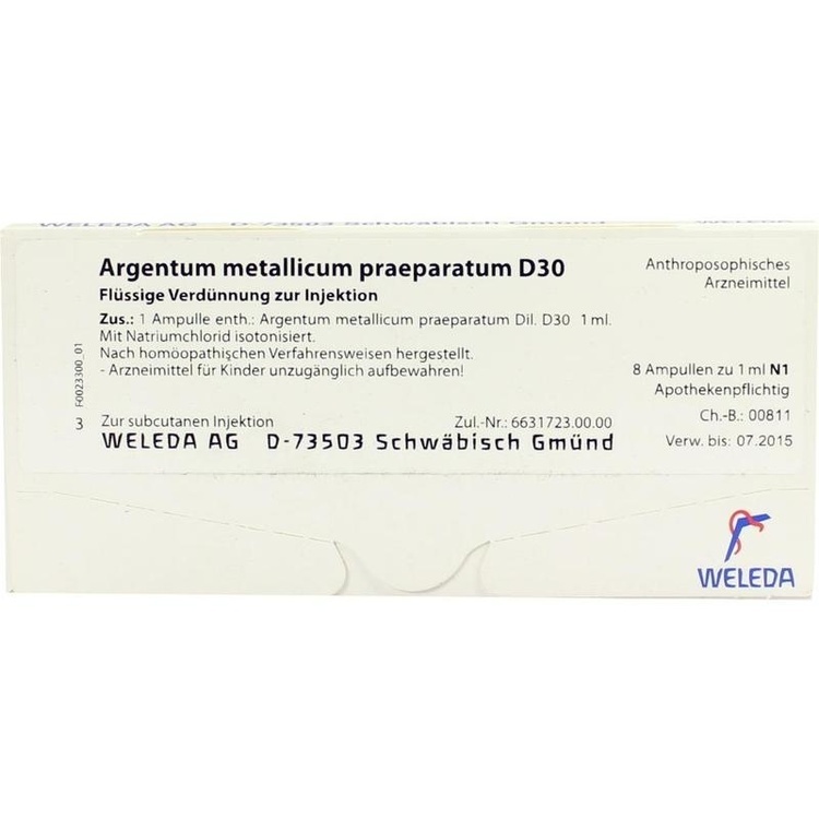 ARGENTUM METALLICUM praeparatum D 30 Ampullen 8 St