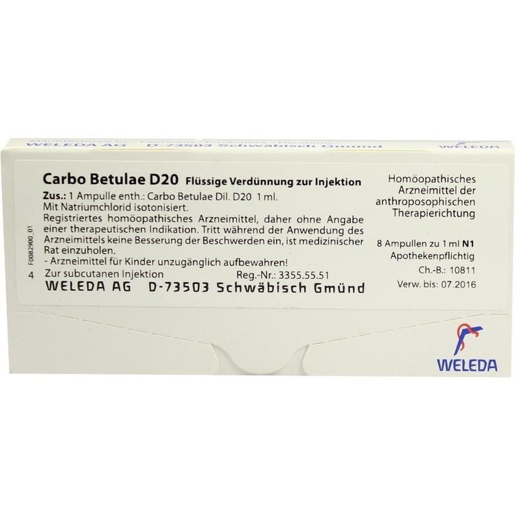 CARBO BETULAE D 20 Ampullen 8X1 ml