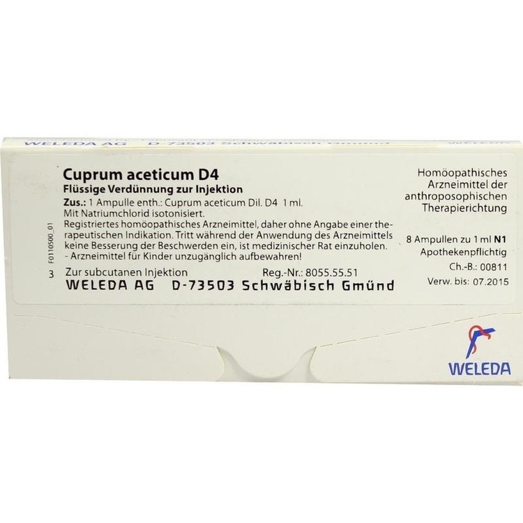 CUPRUM ACETICUM D 4 Ampullen 8X1 ml
