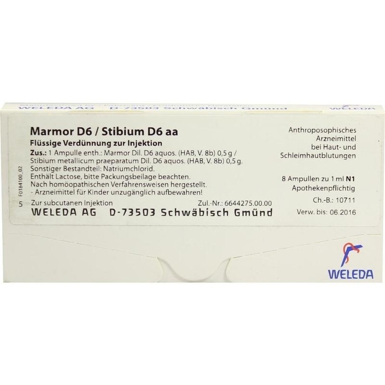 MARMOR D 6/Stibium D 6 aa Ampullen 8X1 ml