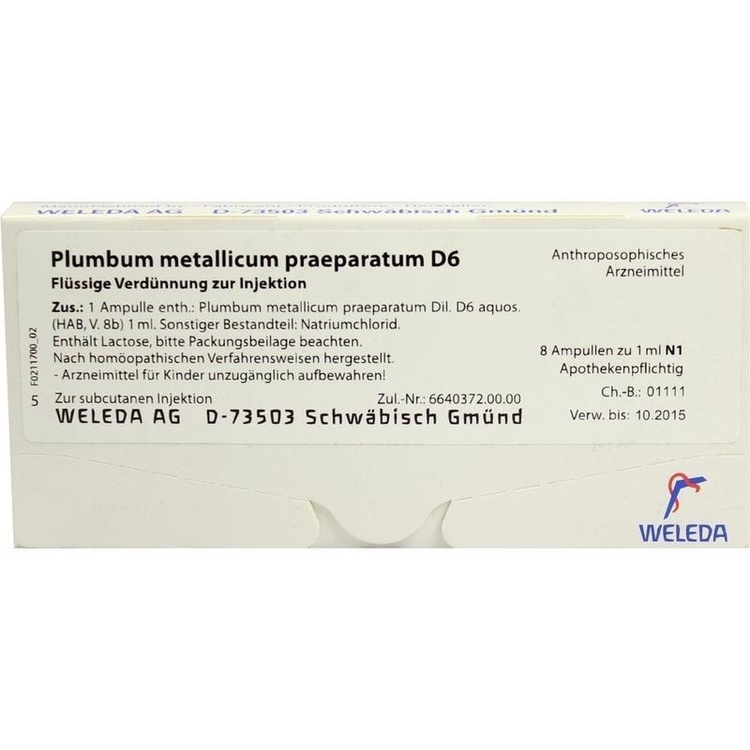 PLUMBUM METALLICUM praep. D 6 Ampullen 8X1 ml
