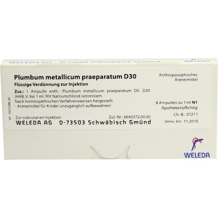 PLUMBUM METALLICUM praep. D 30 Ampullen 8X1 ml