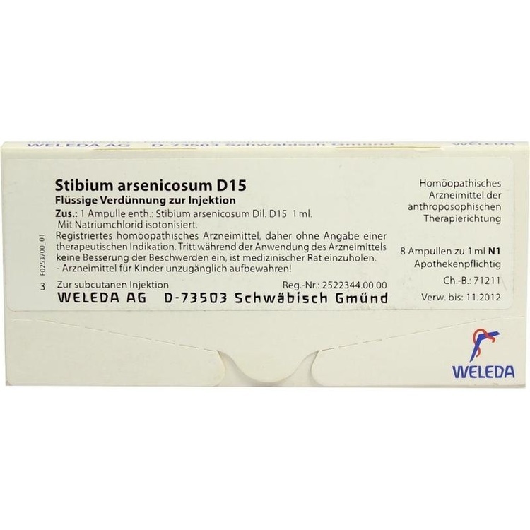 STIBIUM ARSENICOSUM D 15 Ampullen 8X1 ml