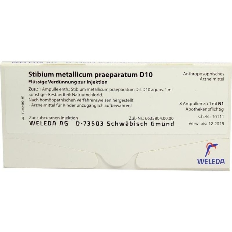 STIBIUM METALLICUM PRAEPARATUM D 10 Ampullen 8X1 ml