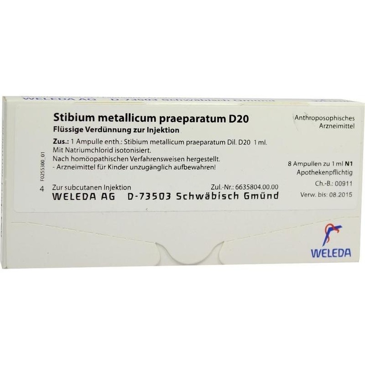 STIBIUM METALLICUM PRAEPARATUM D 20 Ampullen 8X1 ml