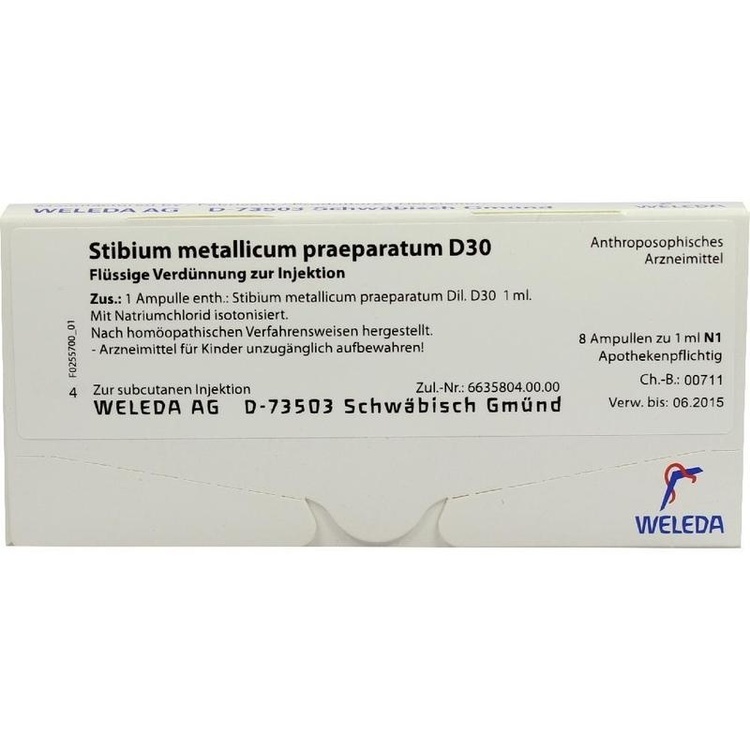 STIBIUM METALLICUM PRAEPARATUM D 30 Ampullen 8X1 ml