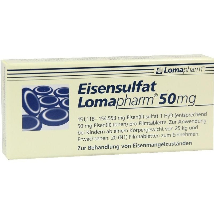 EISENSULFAT Lomapharm 50 mg Filmtabletten 20 St