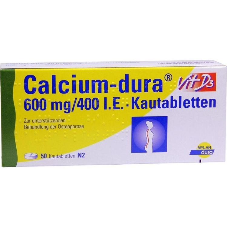 CALCIUM DURA Vit D3 600 mg/400 I.E. Kautabletten 50 St