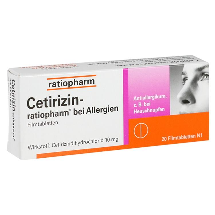 CETIRIZIN-ratiopharm bei Allergien 10 mg Filmtabl. 20 St