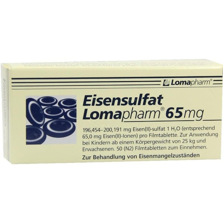 EISENSULFAT Lomapharm 65 mg überzogene Tab. 50 St