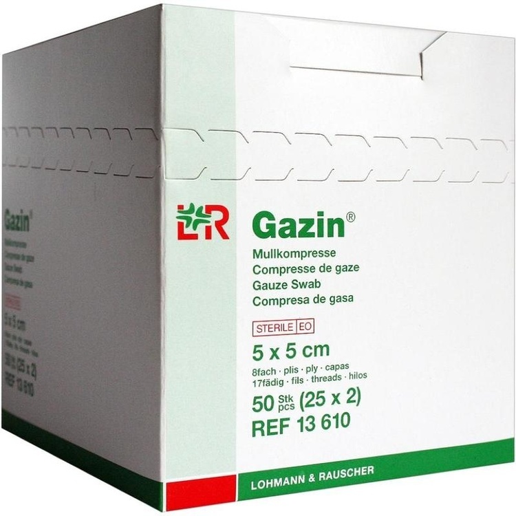 GAZIN Mullkomp.5x5 cm steril 8fach 25X2 St