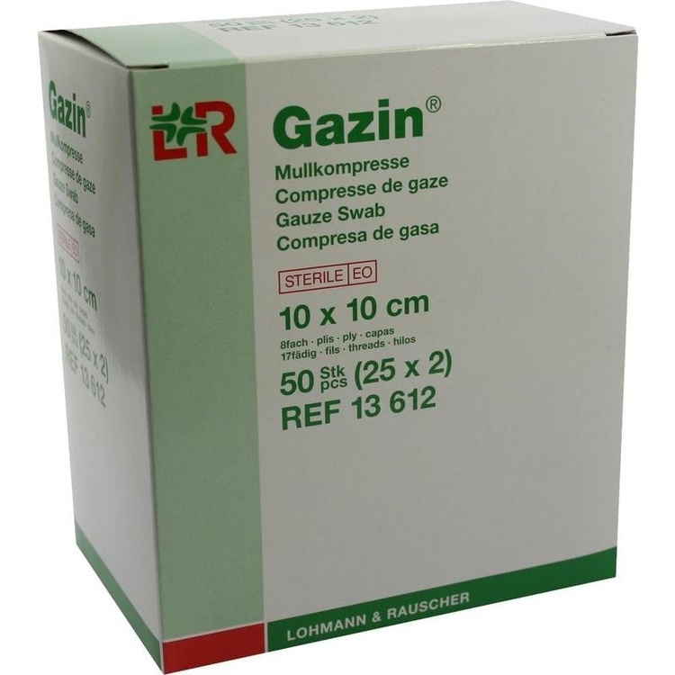 GAZIN Mullkomp.10x10 cm steril 8fach 25X2 St