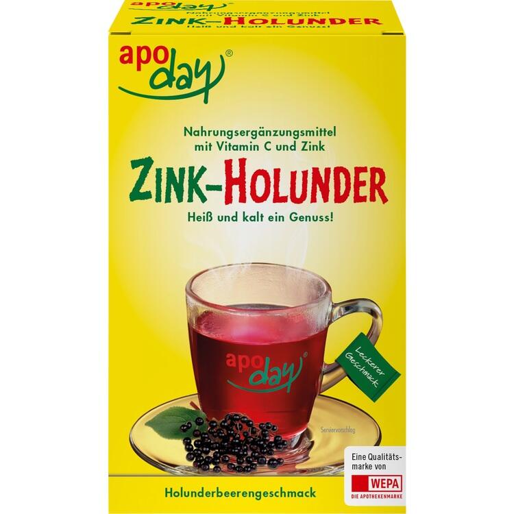 APODAY Holunder Vitamin C+Zink zuckerfrei Pulver 10X10 g