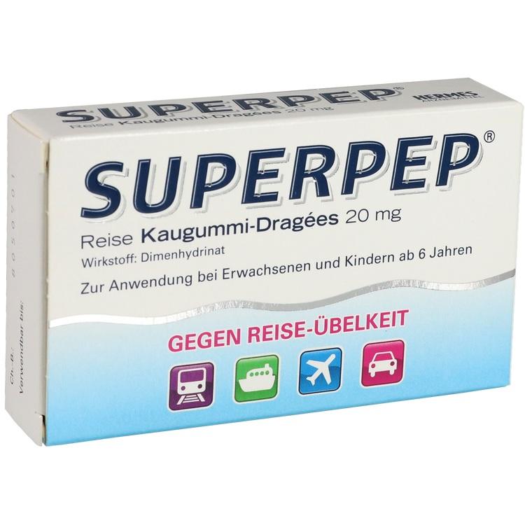 SUPERPEP Reise Kaugummi Dragees 20 mg 10 St