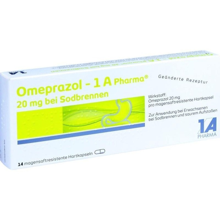 OMEPRAZOL-1A Pharma 20 mg bei Sodbrennen HKM 14 St