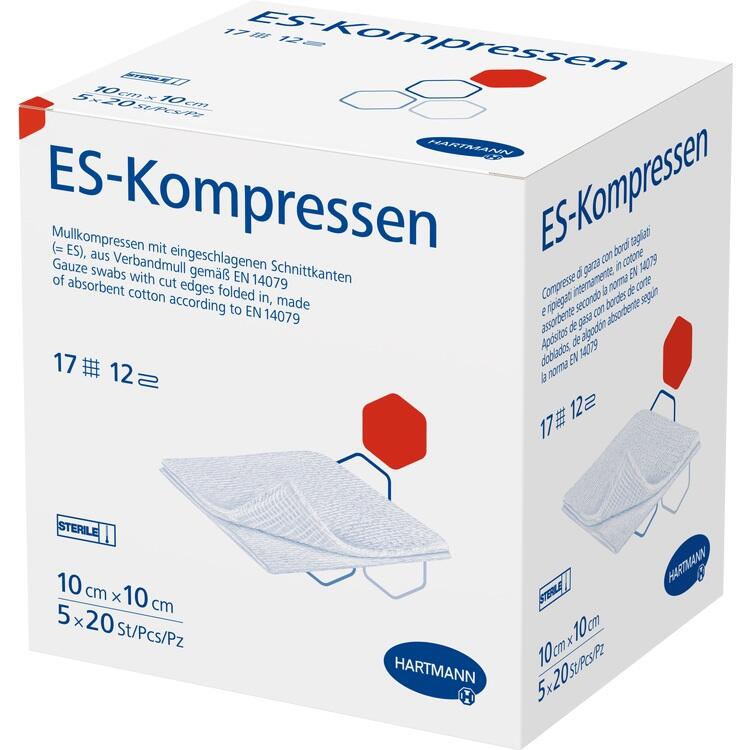 ES-KOMPRESSEN steril 10x10 cm 12fach Großpackung 5X20 St