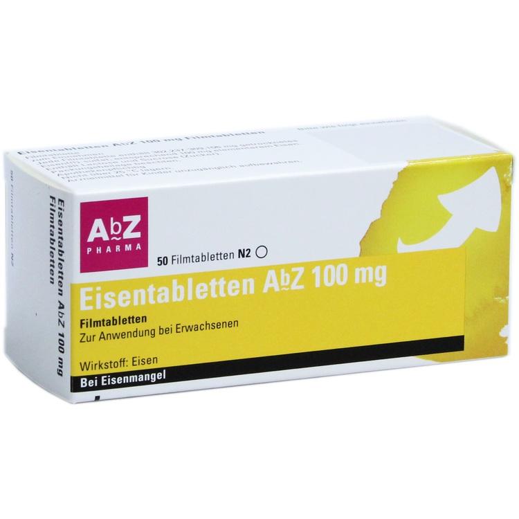 EISENTABLETTEN AbZ 100 mg Filmtabletten 50 St