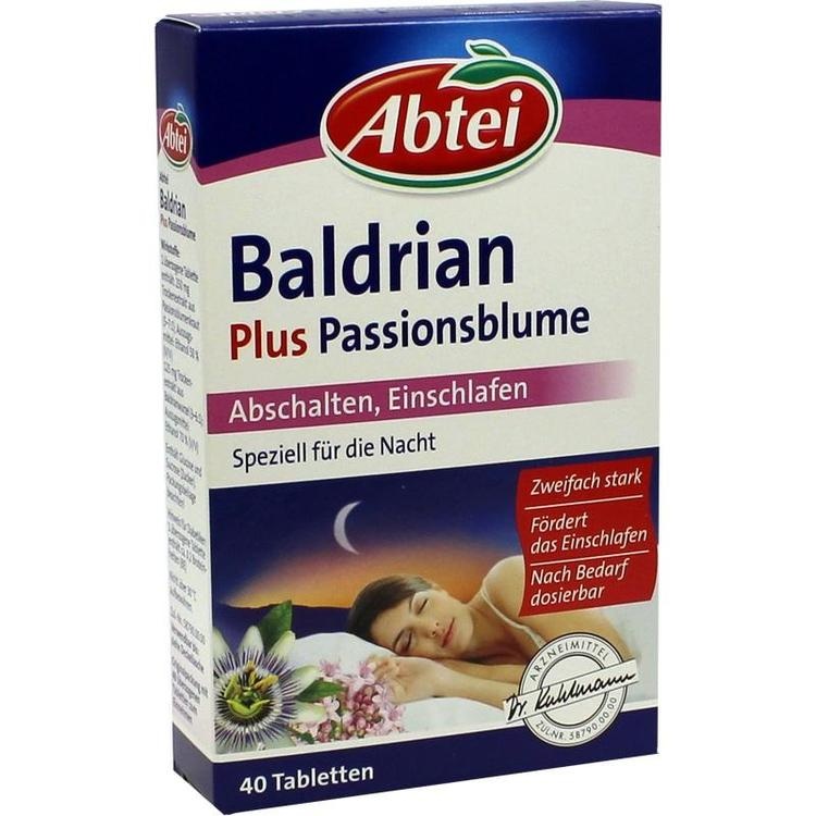 ABTEI Baldrian plus Passionsblume überz.Tabl. 40 St