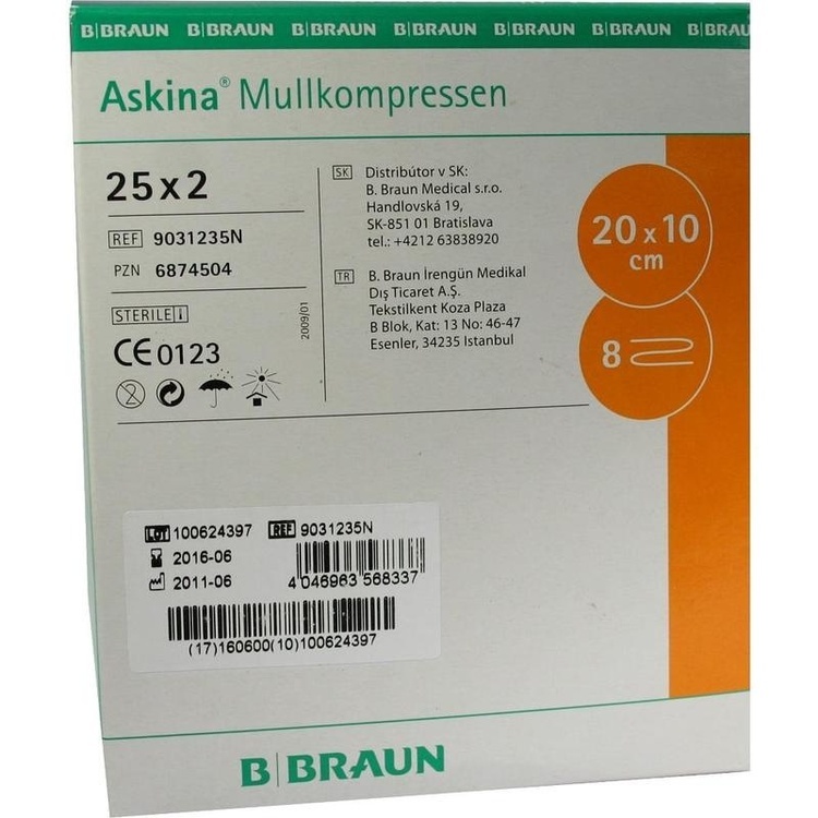 ASKINA Mullkompressen 10x20 cm steril 25X2 St