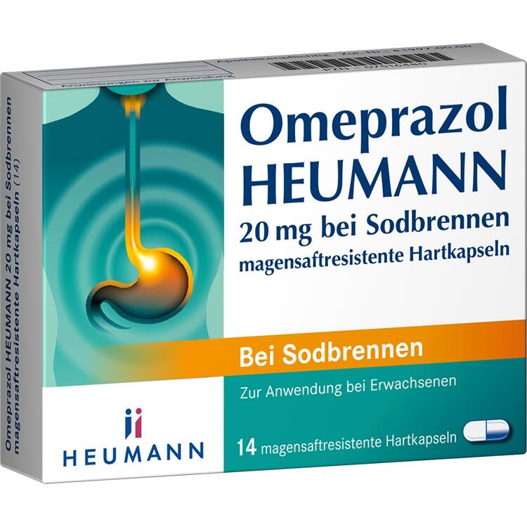 OMEPRAZOL Heumann 20 mg b.Sodbr.magensaftr.Hartk. 14 St
