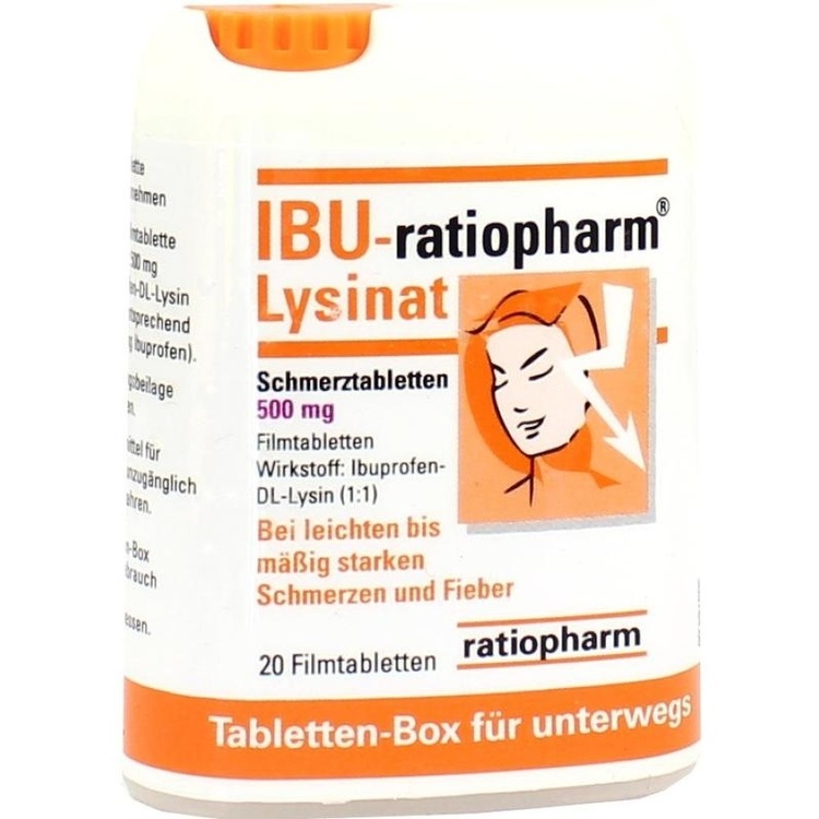 IBU-RATIOPHARM Lysinat Schmerztabl.500 mg Box 20 St