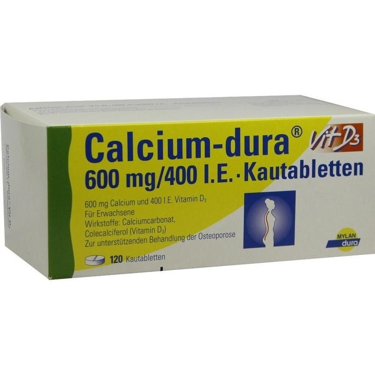 CALCIUM DURA Vit D3 600 mg/400 I.E. Kautabletten 120 St