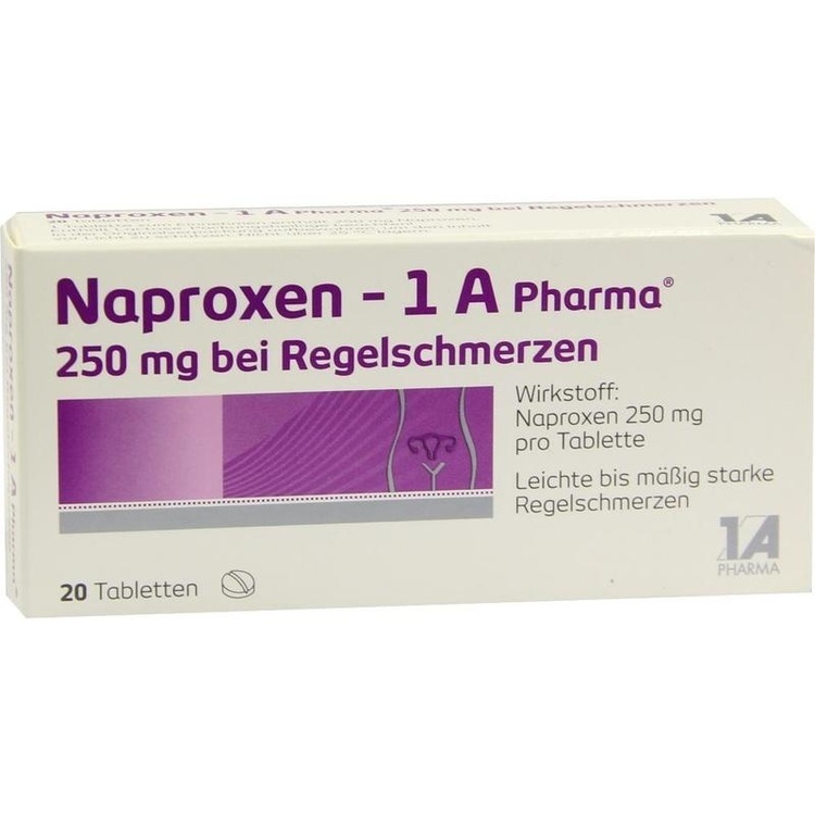 NAPROXEN-1A Pharma 250 mg b.Regelschmerzen Tabl. 20 St
