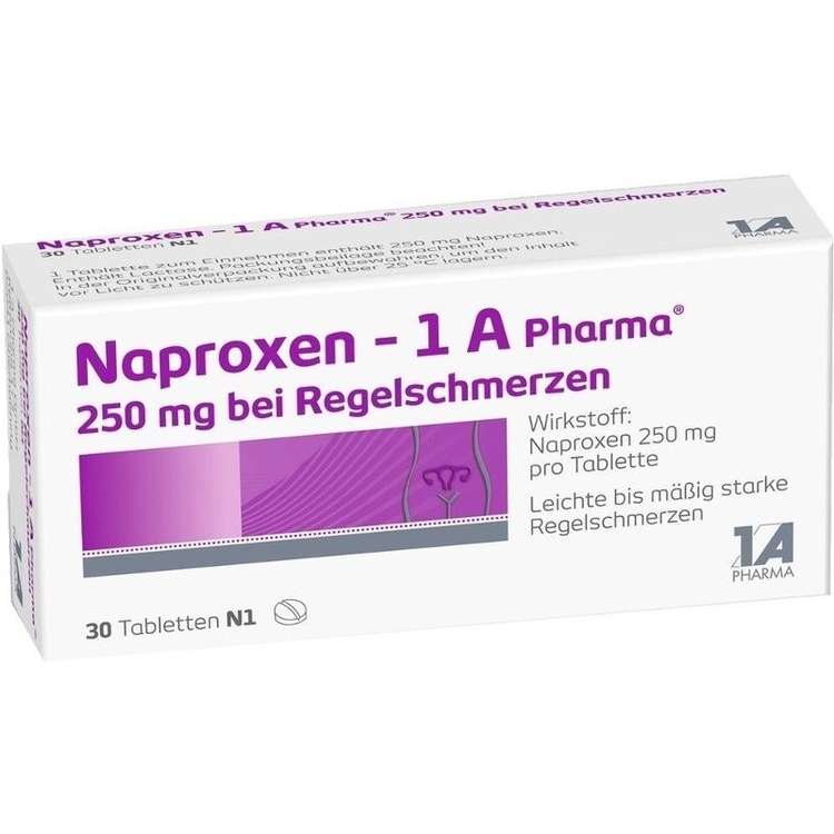 NAPROXEN-1A Pharma 250 mg b.Regelschmerzen Tabl. 30 St
