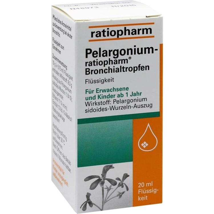 PELARGONIUM-RATIOPHARM Bronchialtropfen 20 ml