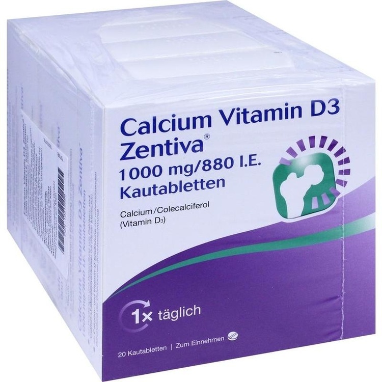 CALCIUM VITAMIN D3 Zentiva 1000 mg/880 I.E. Kautab 100 St