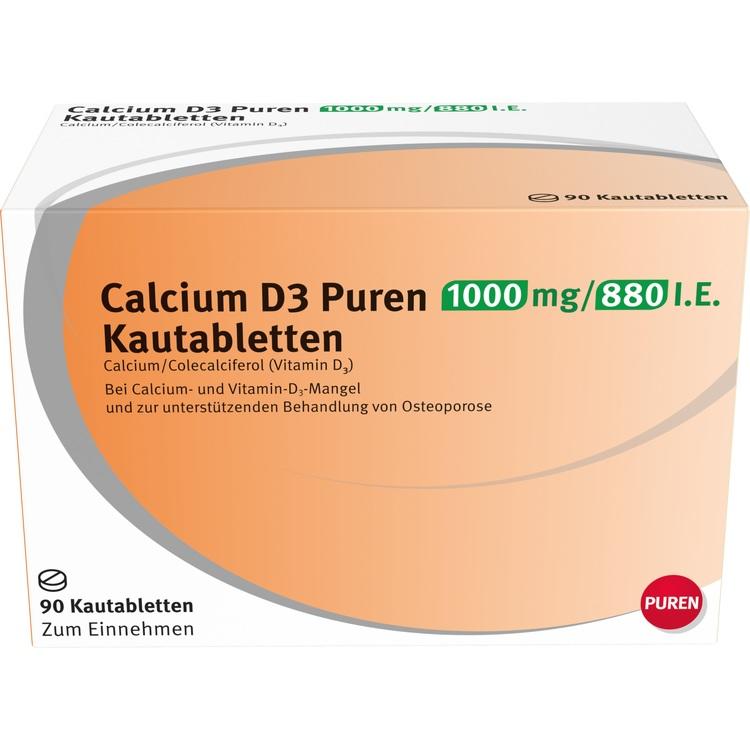 CALCIUM D3 Puren 1000 mg/880 I.E. Kautabletten 90 St