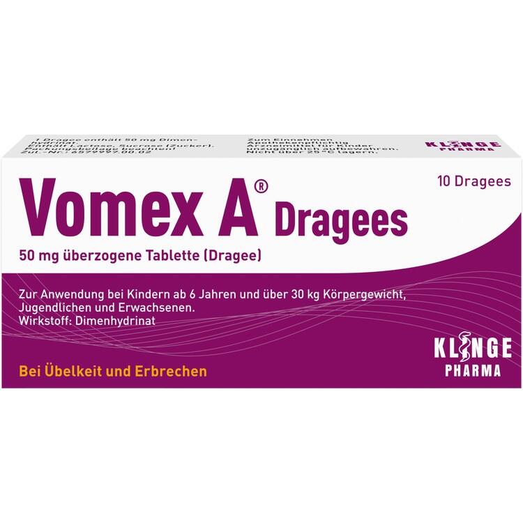 VOMEX A Dragees 50 mg überzogene Tabletten 10 St