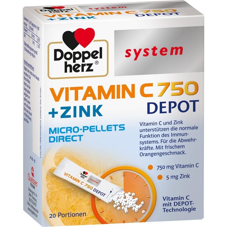 DOPPELHERZ Vitamin C 750 Depot system Pellets 20 St