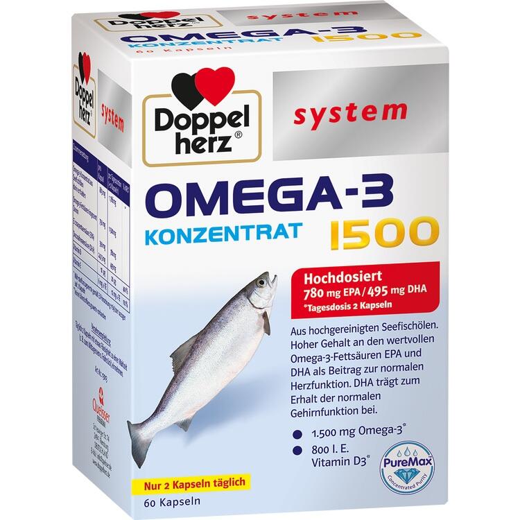 DOPPELHERZ Omega-3 Konzentrat 1500 system Kapseln 60 St