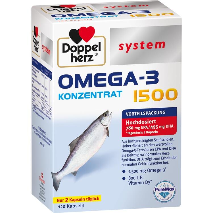 DOPPELHERZ Omega-3 Konzentrat 1500 system Kapseln 120 St
